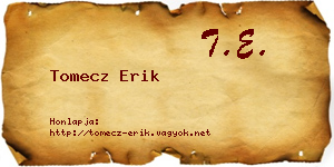 Tomecz Erik névjegykártya